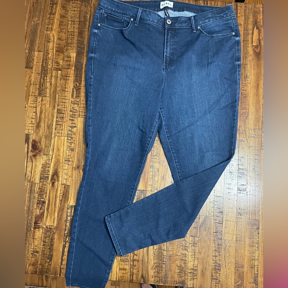 Rebel Dark Blue Pin Up Skinny Jeans